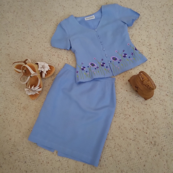 Jessica Howard Dresses & Skirts - Jessica Howard Summer suit beautiful embroidery circa 1960s